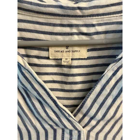 Thread & Supply White‎ Blue Striped Tunic Shirt Blouse Womens Size M - Picture 5 of 9